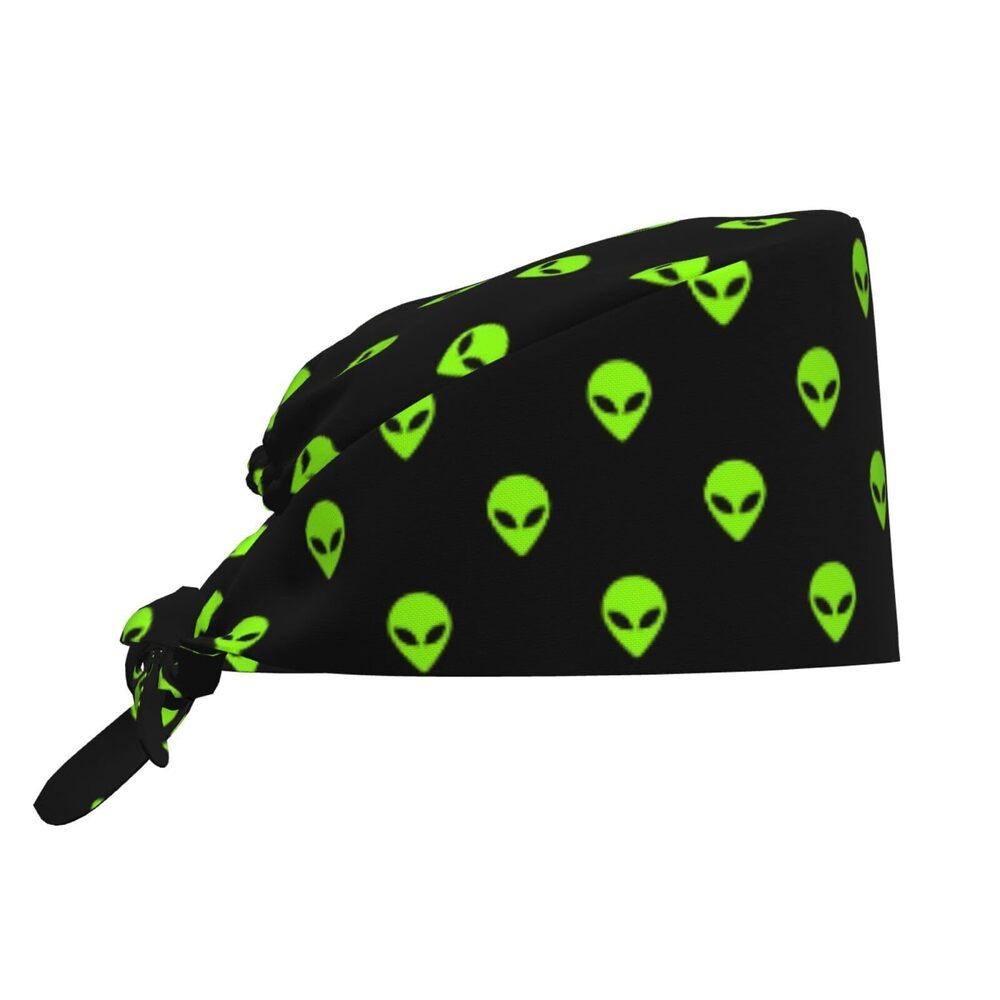 4117 Alien Cool Black Green Working Cap Scrub Cap with Sweatband Adjustable